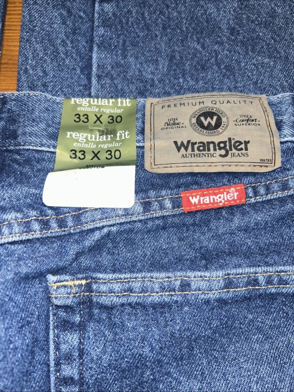 Wrangler Five Star Regular Fit Blue Jeans  Men’s 33x30 Cotton NWT